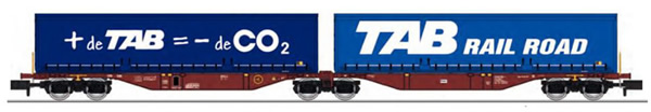 REE Modeles NW-206 - Sggmrss 90 wagon TOUAX + 2 Swap bodies “TAB - de CO2 + TAB RAILROAD” – Era V-VI